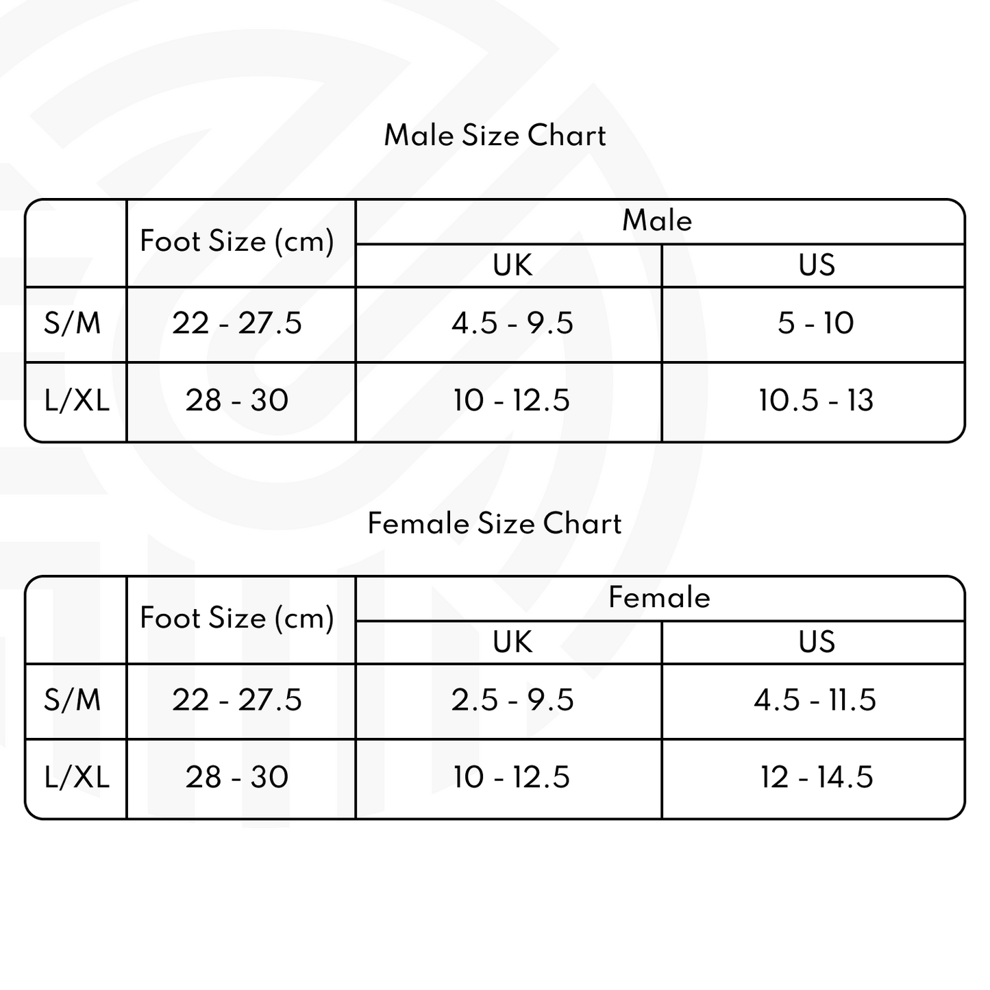 Crew Length Size Chart