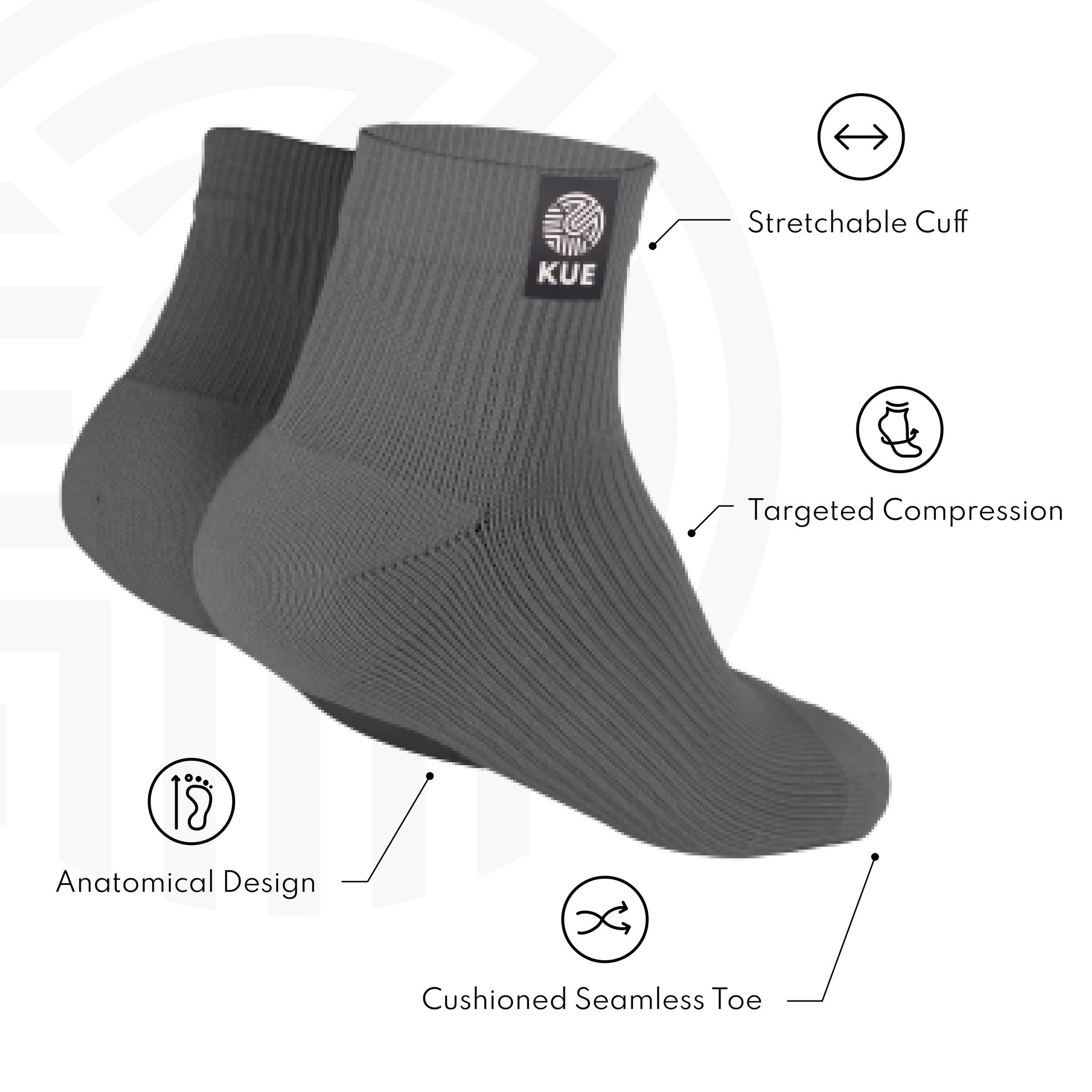 Grey Compression Ankle Socks